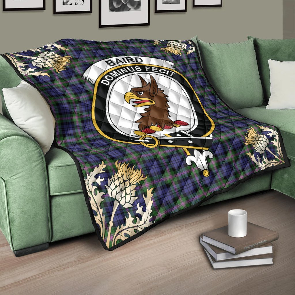 Baird Modern Tartan Crest Premium Quilt - Gold Thistle Style