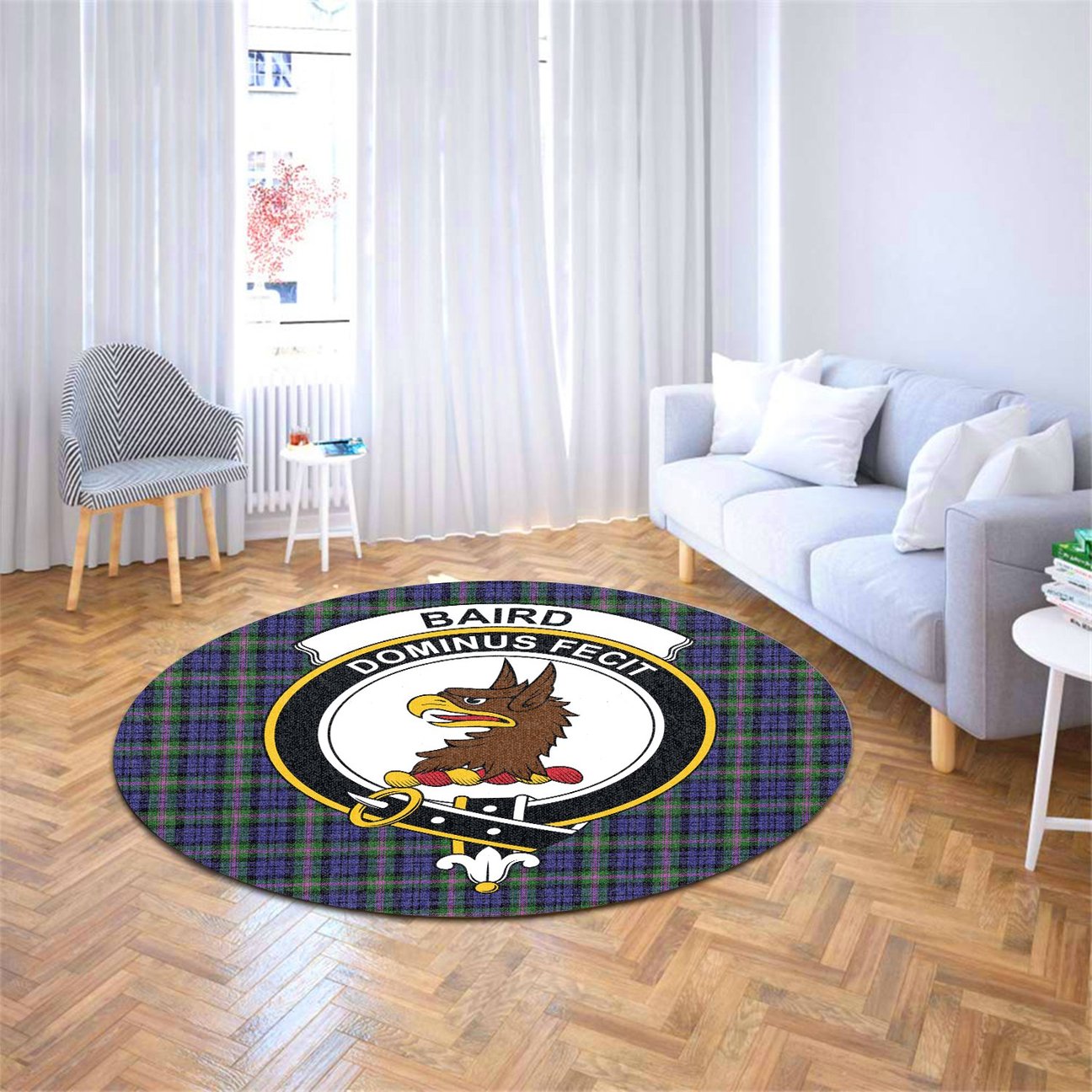 Baird Modern Tartan Crest Round Rug