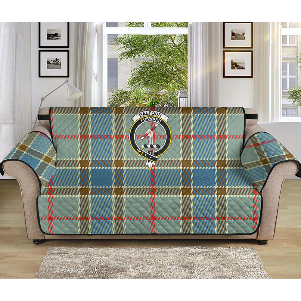 Balfour Blue Tartan Crest Sofa Protector