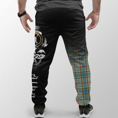 Balfour Blue Tartan Crest Jogger Sweatpants - Alba Celtic Style