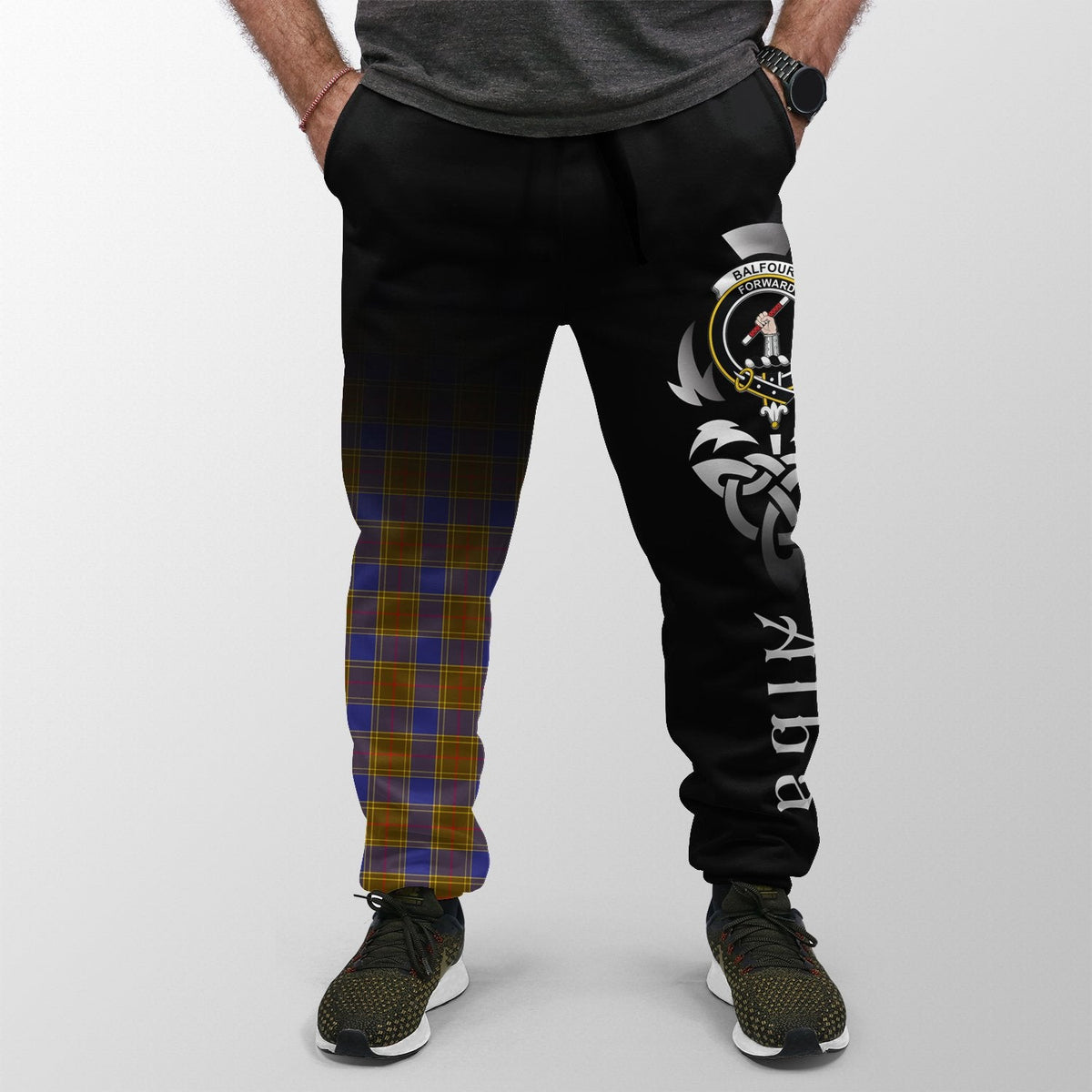 Balfour Modern Tartan Crest Jogger Sweatpants - Alba Celtic Style