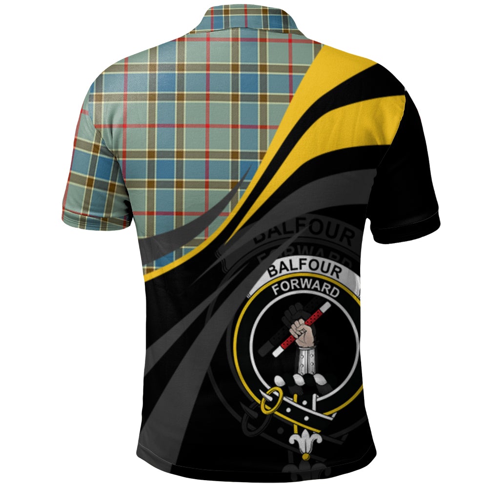 Balfour Blue Tartan Polo Shirt - Royal Coat Of Arms Style