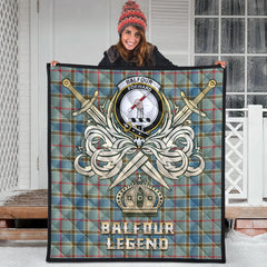 Balfour Blue Tartan Crest Legend Gold Royal Premium Quilt