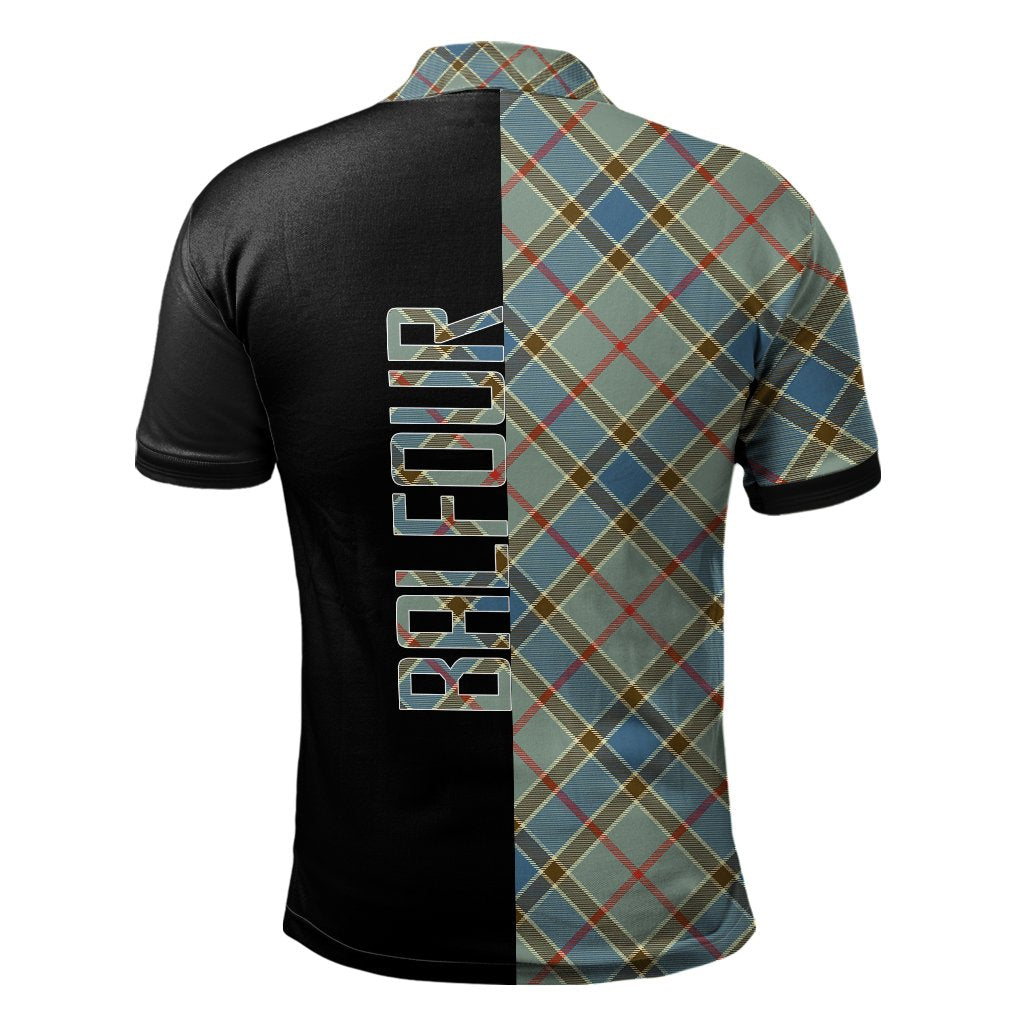 Balfour Blue Tartan Polo Shirt Half of Me - Cross Style