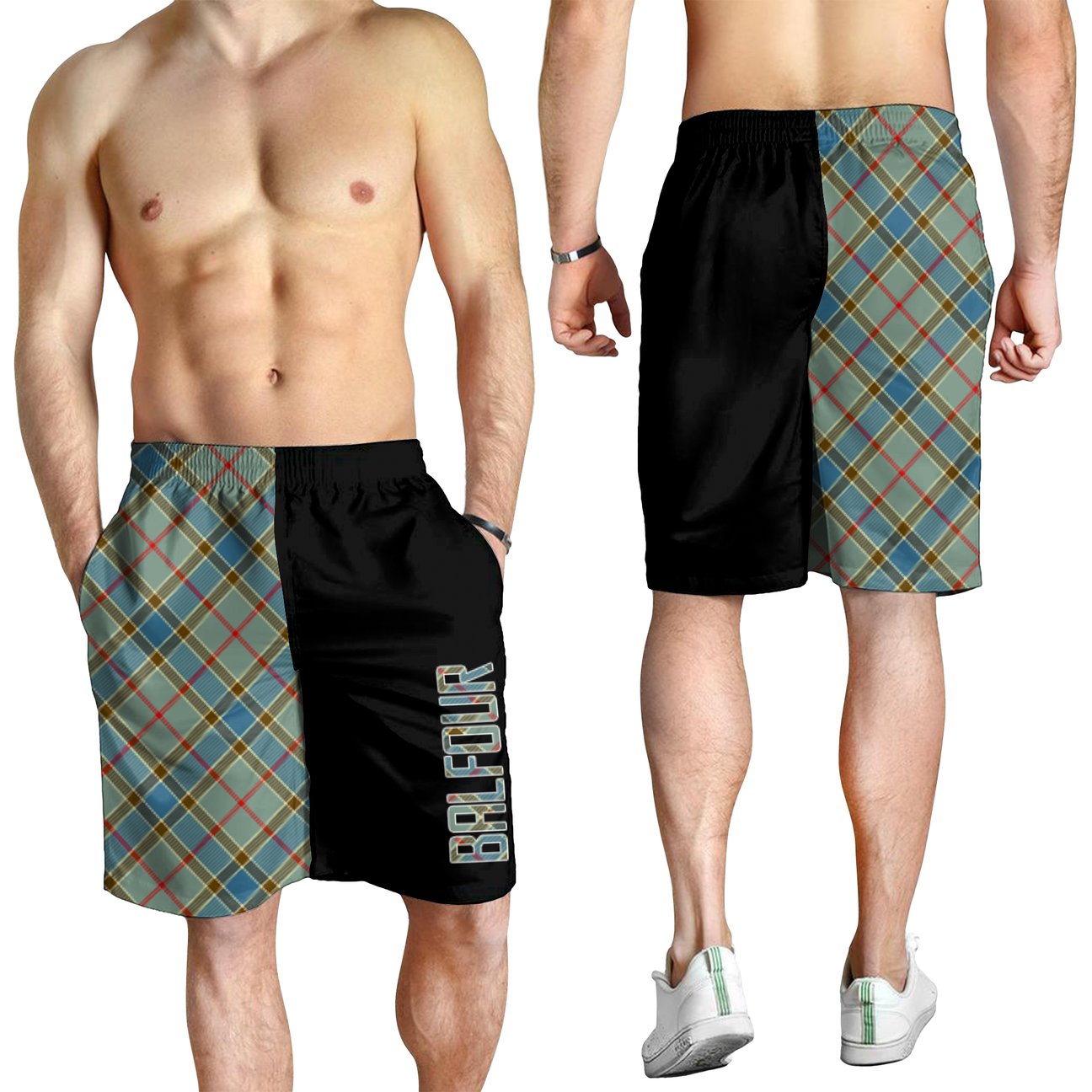 Balfour Blue Tartan Crest Men's Short - Cross Style