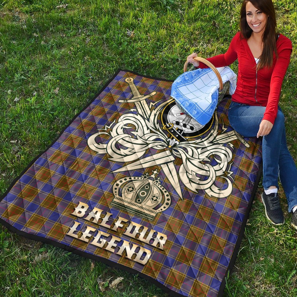 Balfour Modern Tartan Crest Legend Gold Royal Premium Quilt