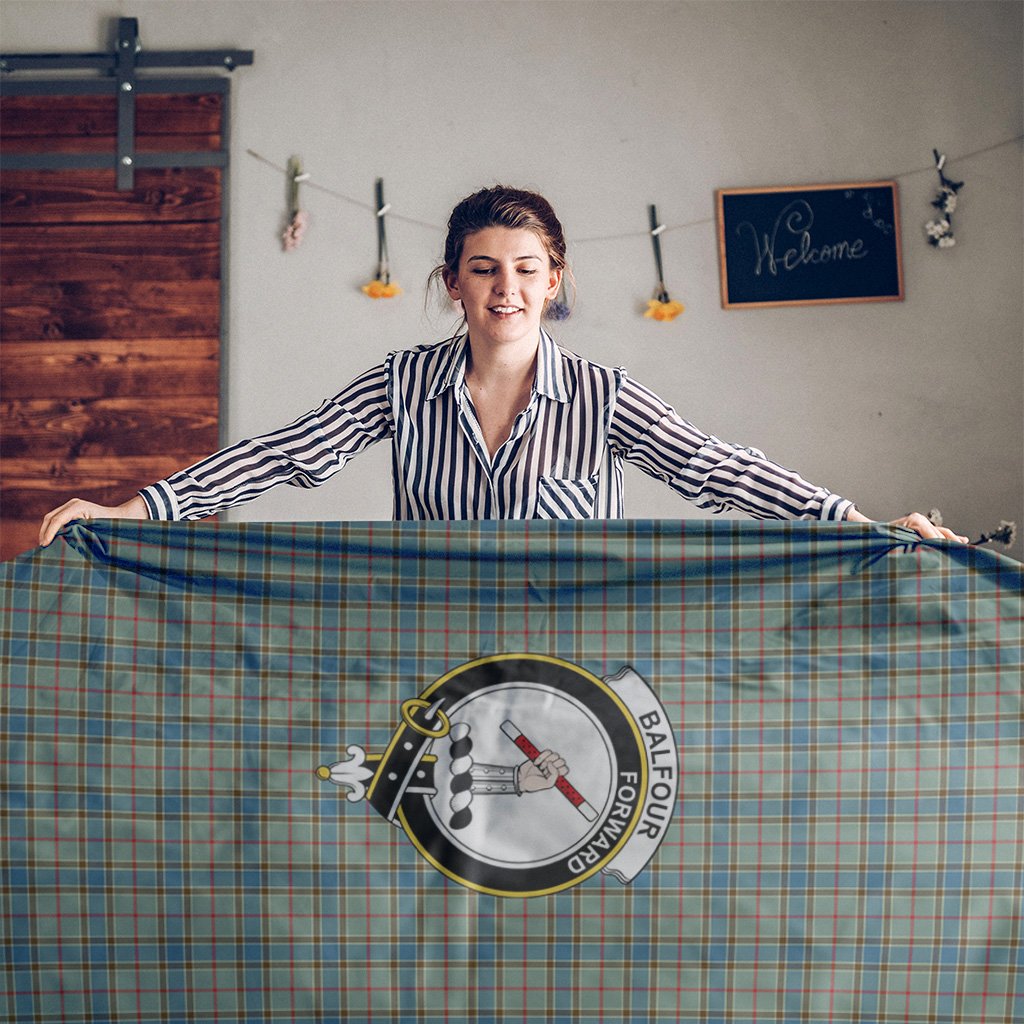 Balfour Blue Tartan Crest Tablecloth