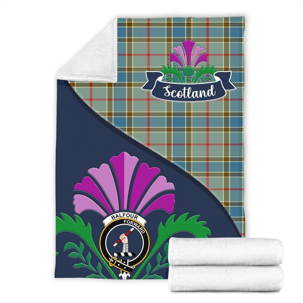 Balfour Tartan Crest Premium Blanket - Thistle Style