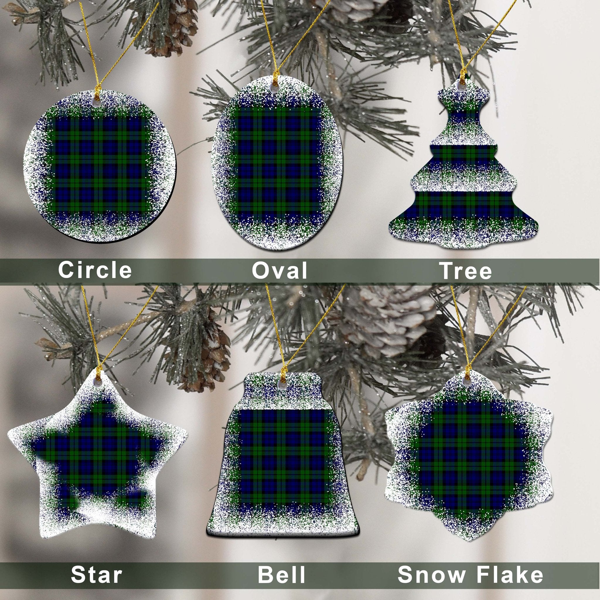 Bannatyne Tartan Christmas Ceramic Ornament - Snow Style