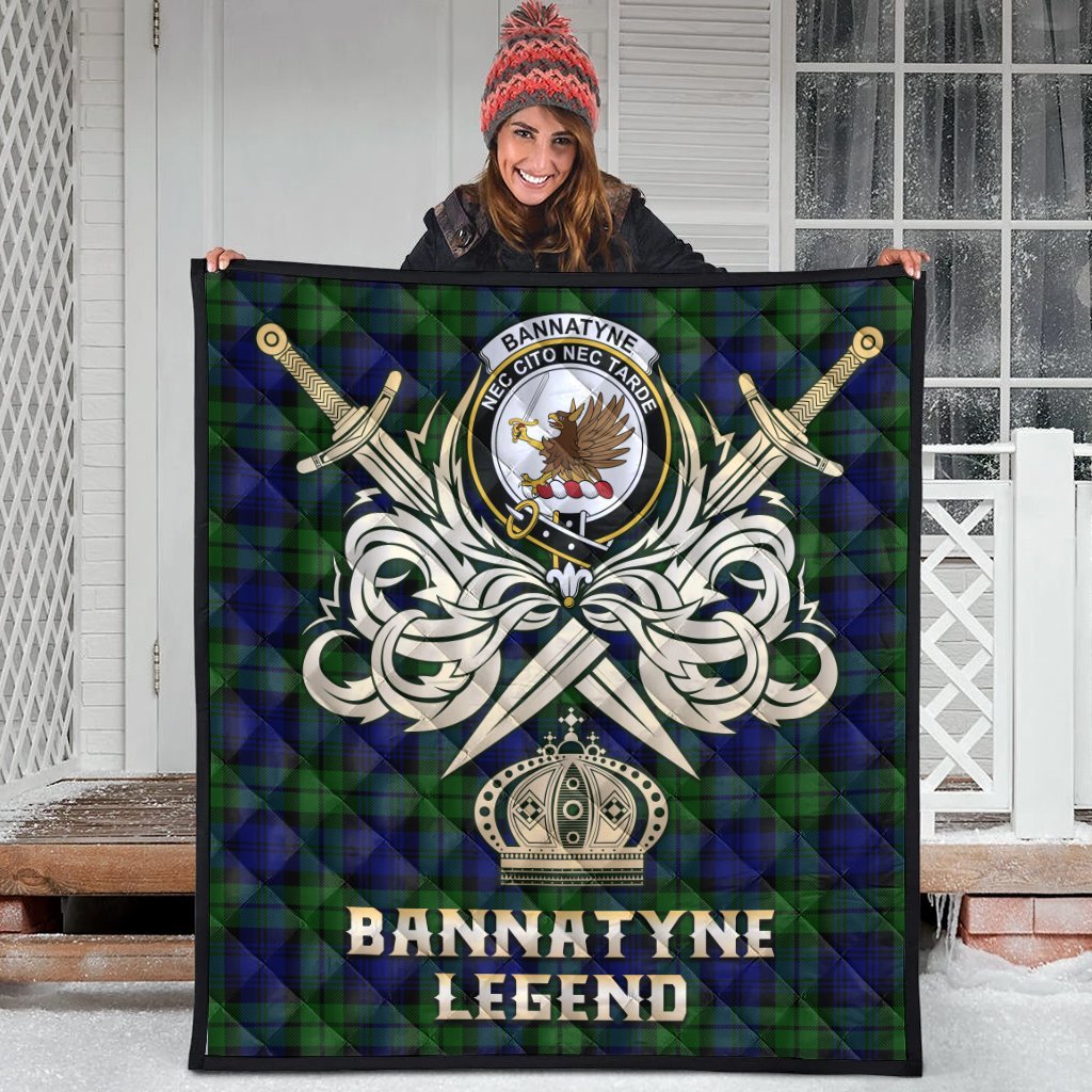 Bannatyne Tartan Crest Legend Gold Royal Premium Quilt