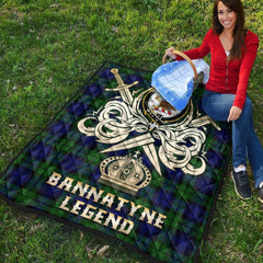 Bannatyne Tartan Crest Legend Gold Royal Premium Quilt