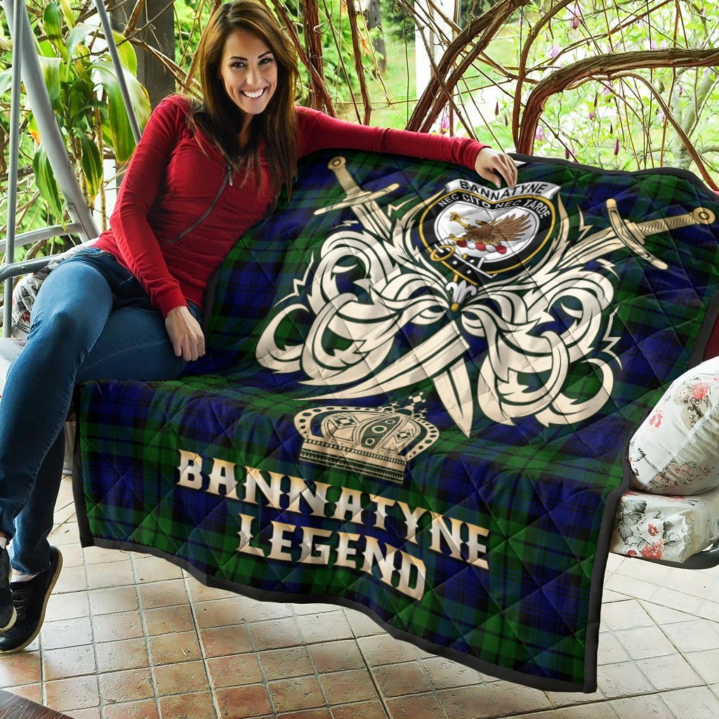 Bannatyne Tartan Crest Legend Gold Royal Premium Quilt