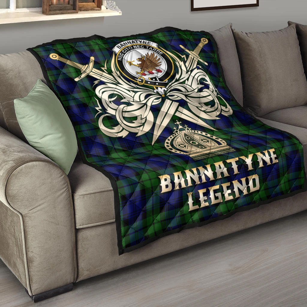 Bannatyne Tartan Crest Legend Gold Royal Premium Quilt