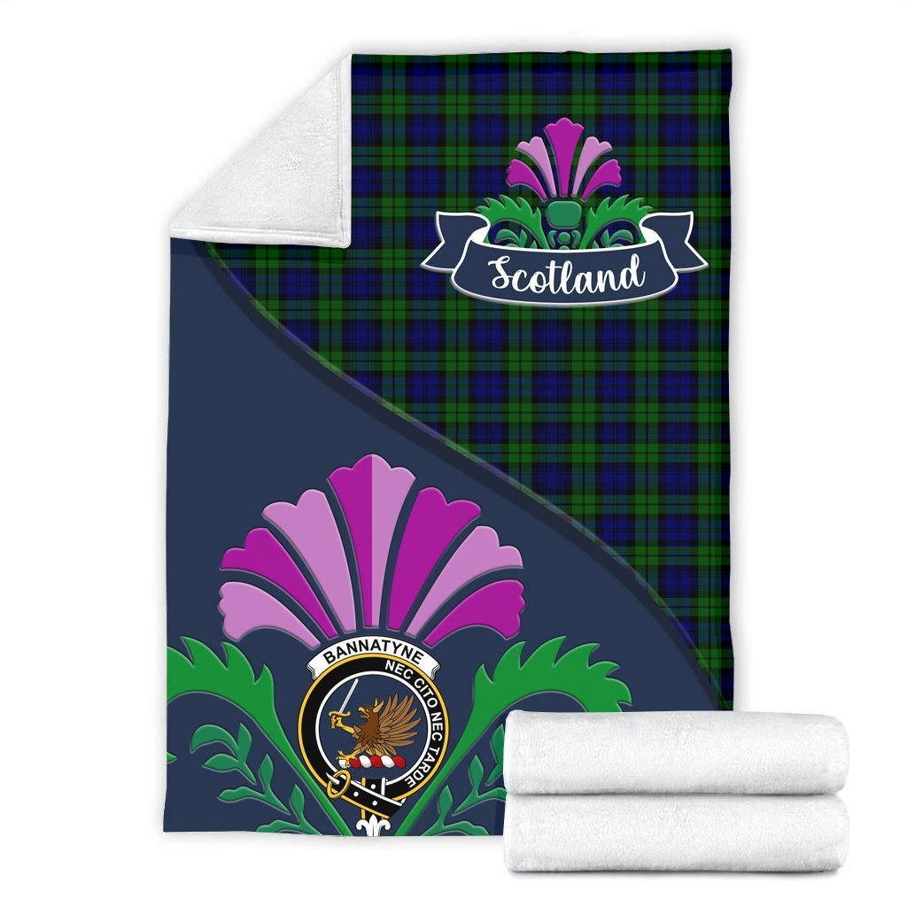 Bannatyne Tartan Crest Premium Blanket - Thistle Style