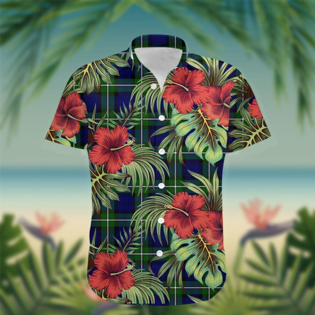 Bannerman Tartan Hawaiian Shirt Hibiscus, Coconut, Parrot, Pineapple - Tropical Garden Shirt