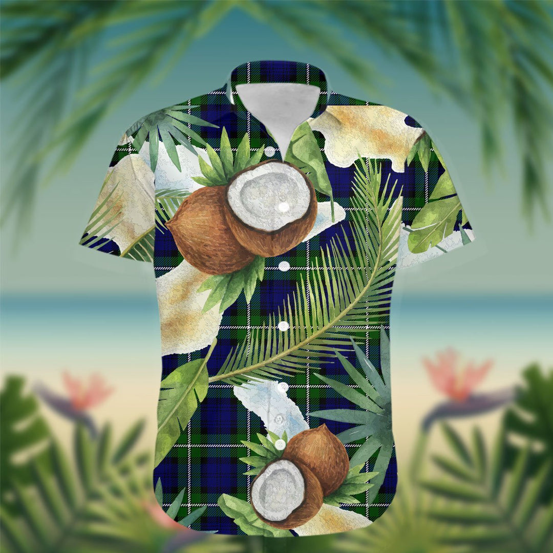 Bannerman Tartan Hawaiian Shirt Hibiscus, Coconut, Parrot, Pineapple - Tropical Garden Shirt