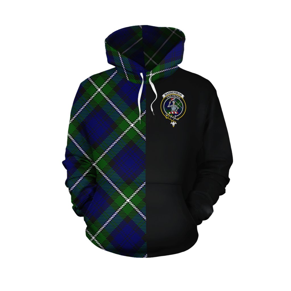 Bannerman Tartan Hoodie Half of Me - Cross Style