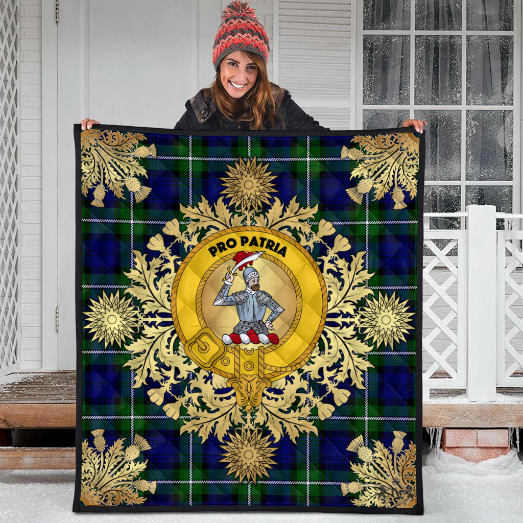 Bannerman Tartan Crest Premium Quilt - Gold Thistle Style