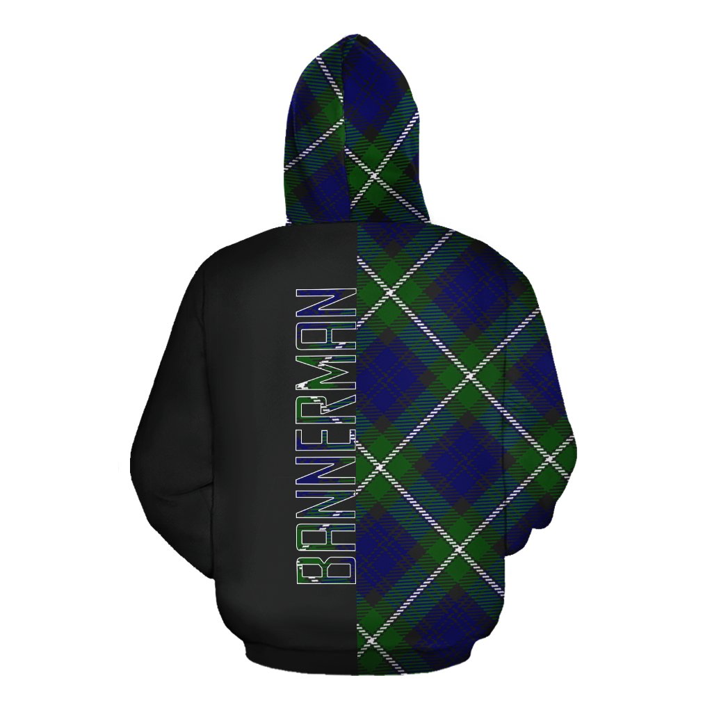 Bannerman Tartan Hoodie Half of Me - Cross Style