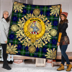 Bannerman Tartan Crest Premium Quilt - Gold Thistle Style