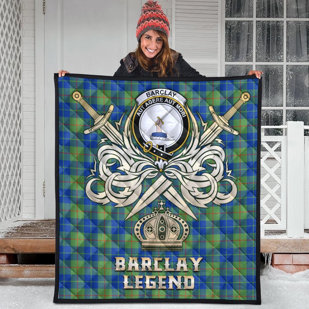 Barclay Hunting Ancient Tartan Crest Legend Gold Royal Premium Quilt