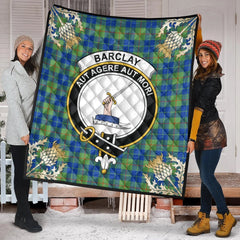 Barclay Hunting Ancient Tartan Crest Premium Quilt - Gold Thistle Style
