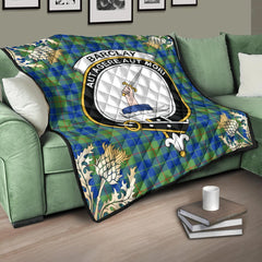 Barclay Hunting Ancient Tartan Crest Premium Quilt - Gold Thistle Style