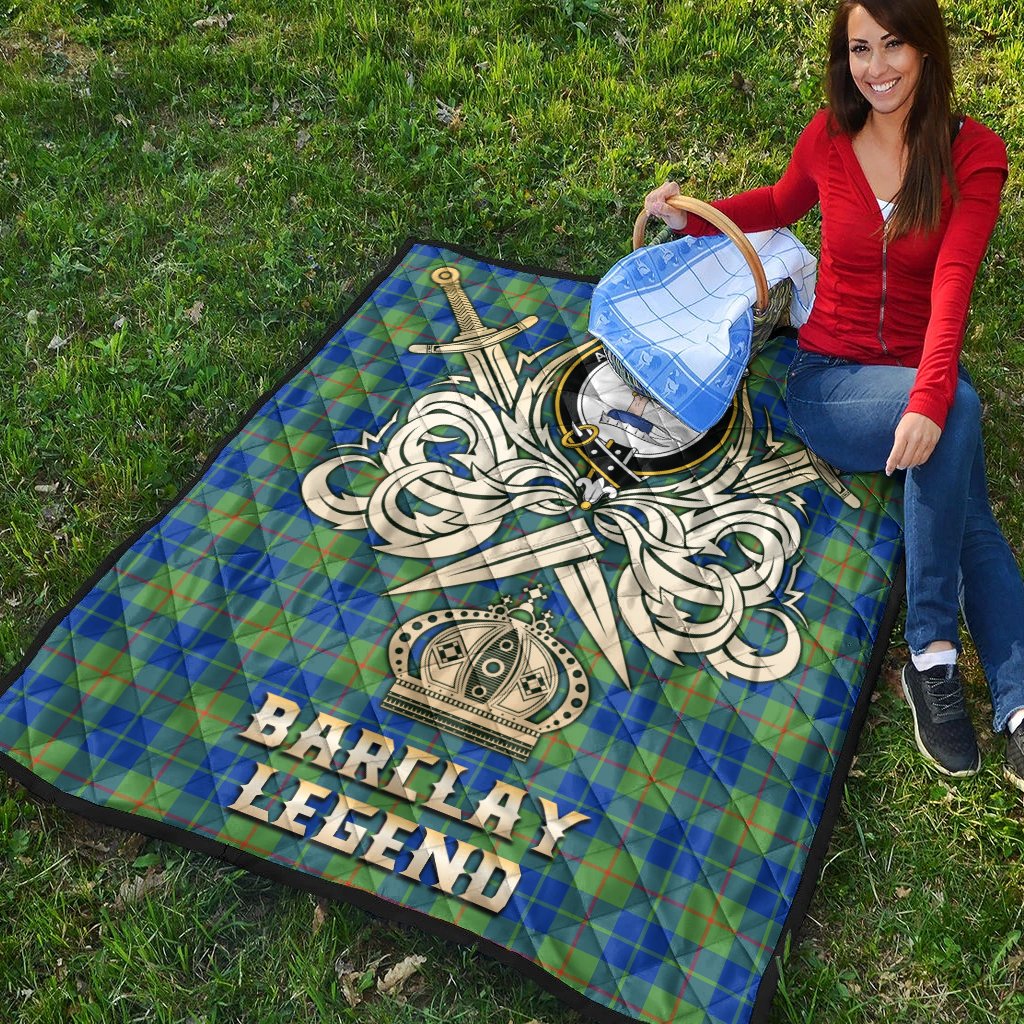 Barclay Hunting Ancient Tartan Crest Legend Gold Royal Premium Quilt