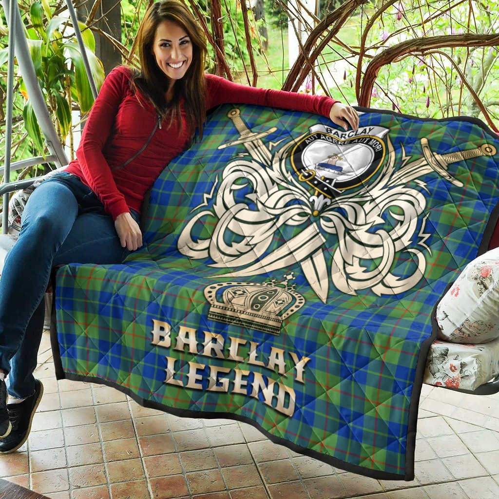 Barclay Hunting Ancient Tartan Crest Legend Gold Royal Premium Quilt