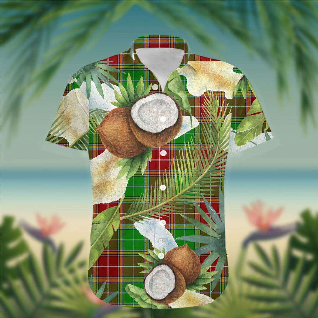 Baxter Tartan Hawaiian Shirt Hibiscus, Coconut, Parrot, Pineapple - Tropical Garden Shirt