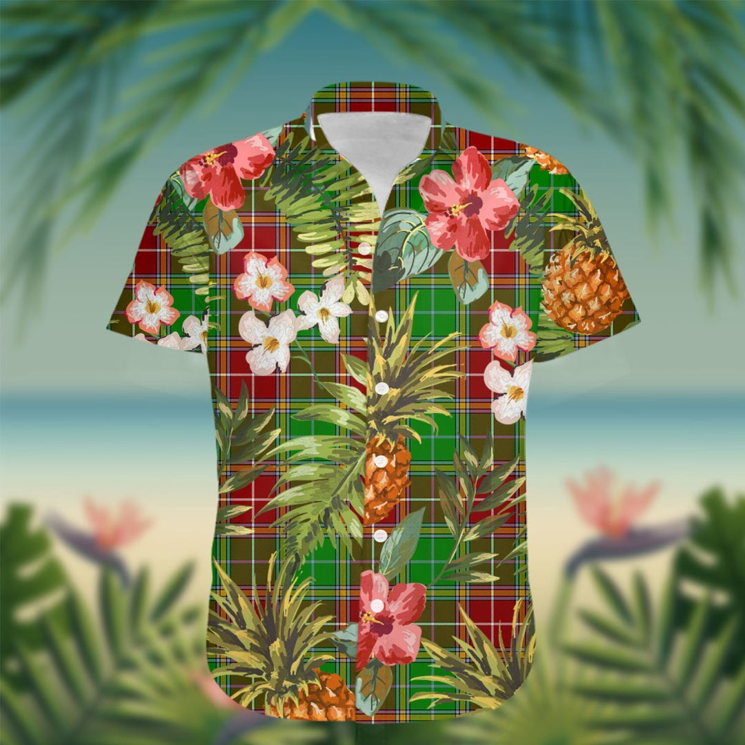 Baxter Tartan Hawaiian Shirt Hibiscus, Coconut, Parrot, Pineapple - Tropical Garden Shirt