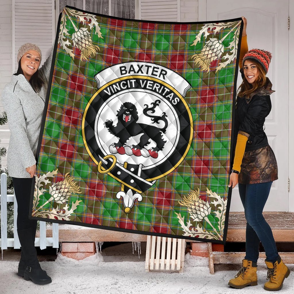 Baxter Modern Tartan Crest Premium Quilt - Gold Thistle Style