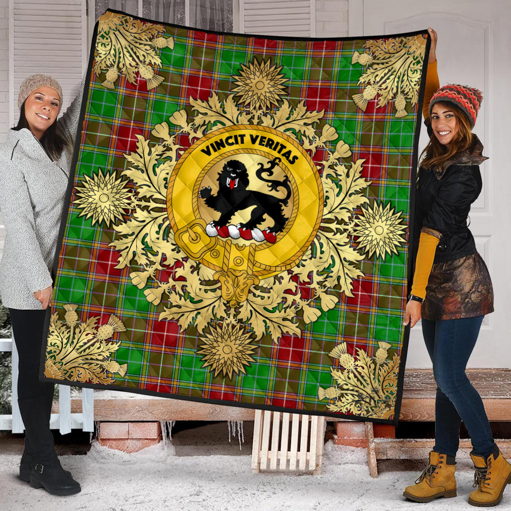 Baxter Modern Tartan Crest Premium Quilt - Gold Thistle Style