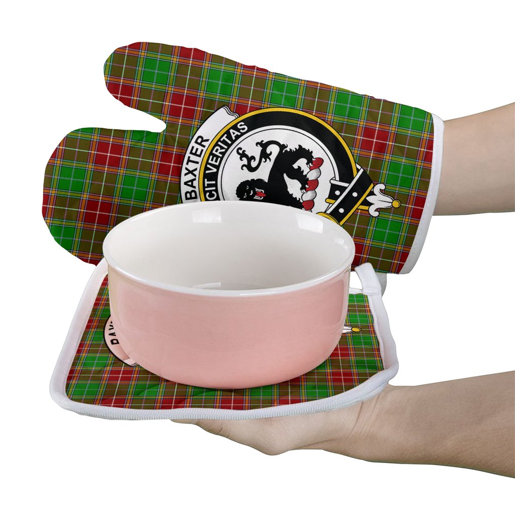 Baxter Modern Tartan Crest Oven Mitt And Pot Holder (2 Oven Mitts + 1 Pot Holder)