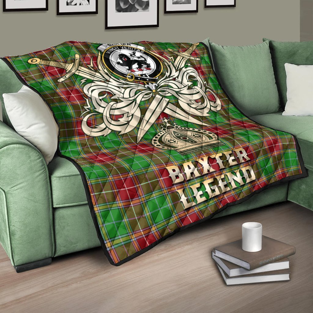 Baxter Modern Tartan Crest Legend Gold Royal Premium Quilt