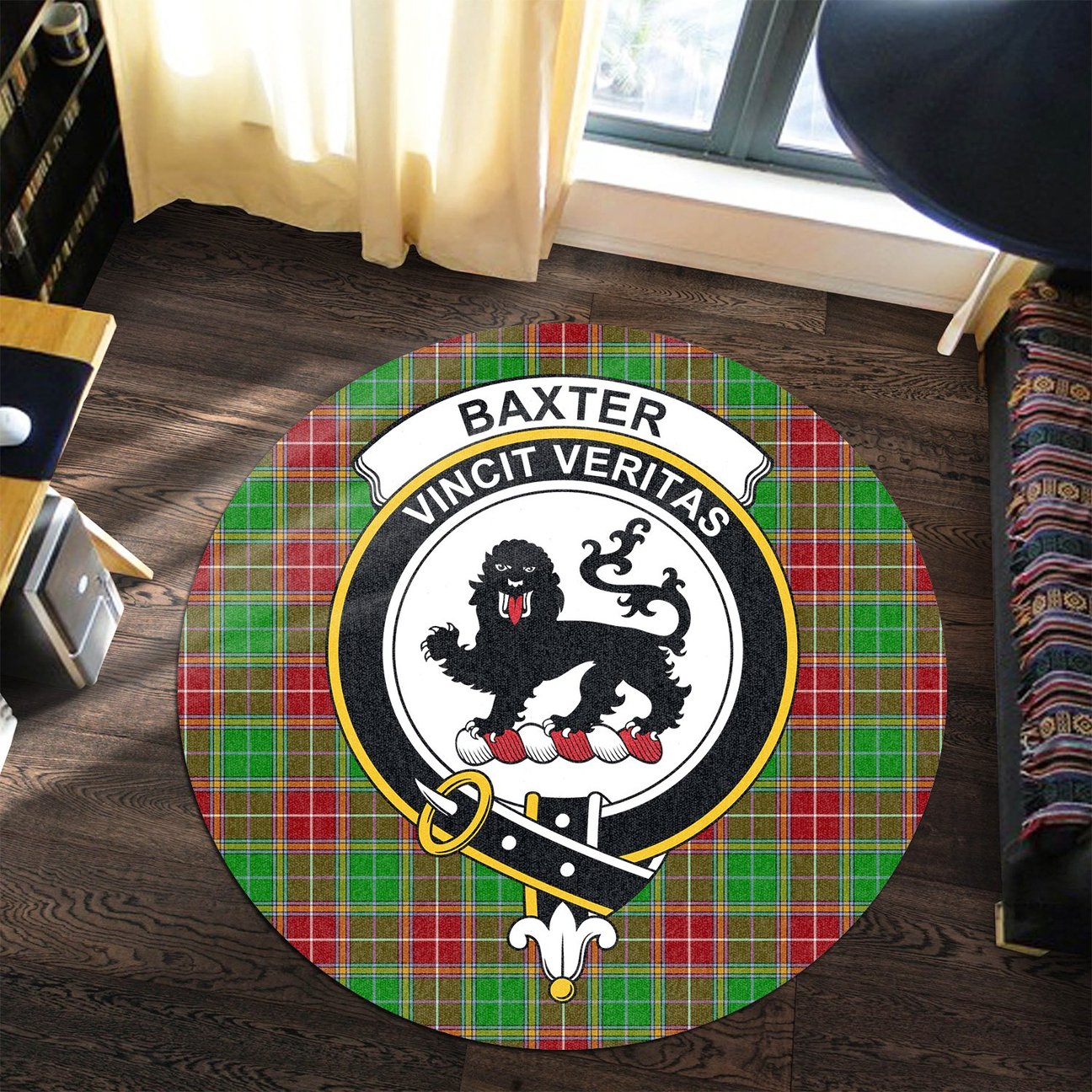 Baxter Modern Tartan Crest Round Rug