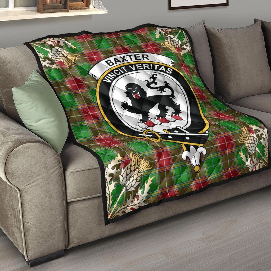 Baxter Modern Tartan Crest Premium Quilt - Gold Thistle Style