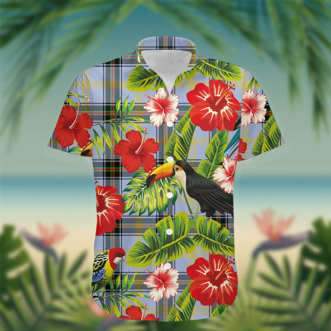 Bell Tartan Hawaiian Shirt Hibiscus, Coconut, Parrot, Pineapple - Tropical Garden Shirt