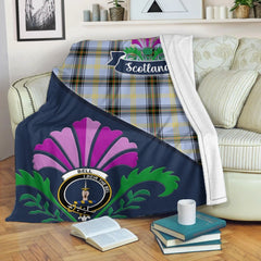 Bell Tartan Crest Premium Blanket - Thistle Style