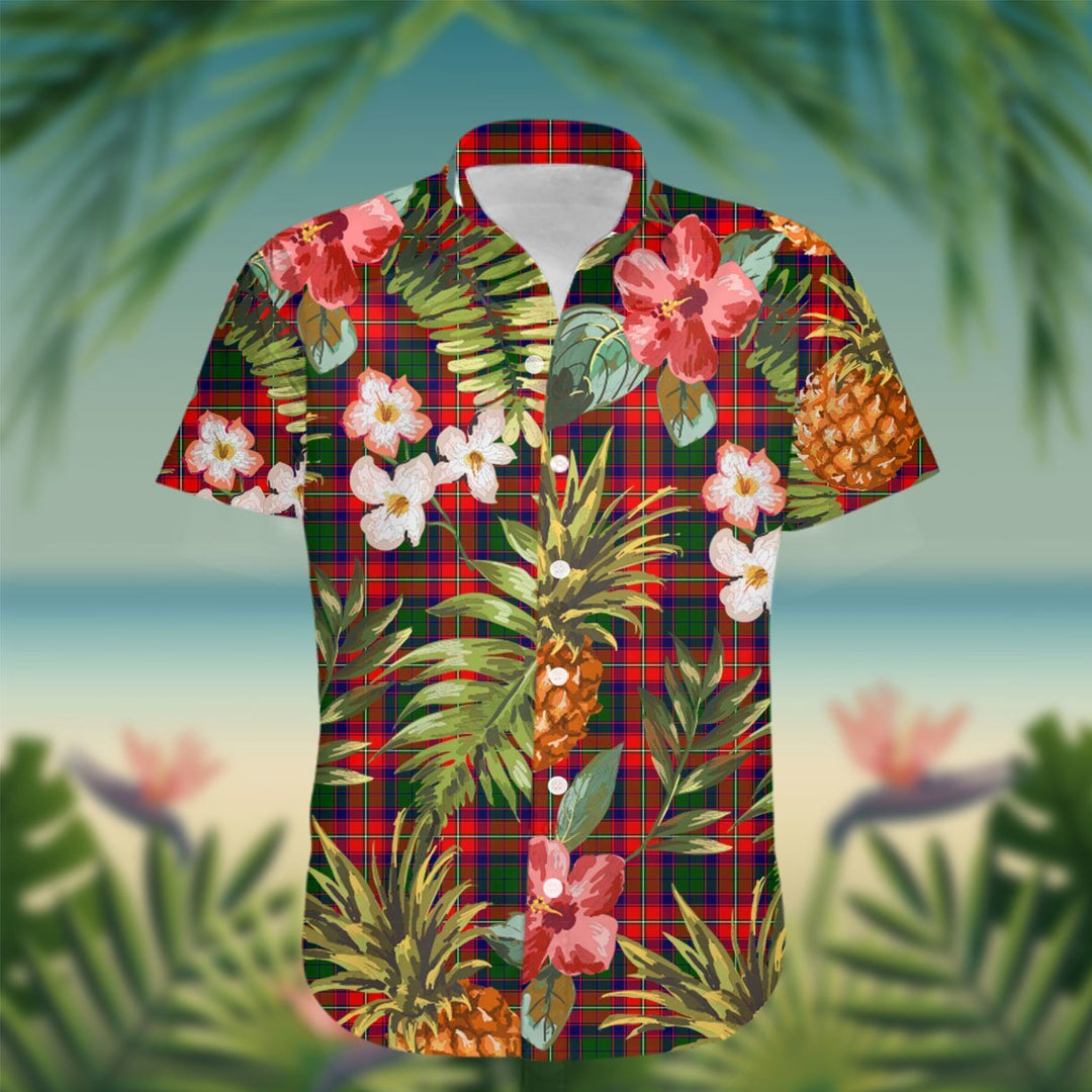 Belshes Tartan Hawaiian Shirt Hibiscus, Coconut, Parrot, Pineapple - Tropical Garden Shirt