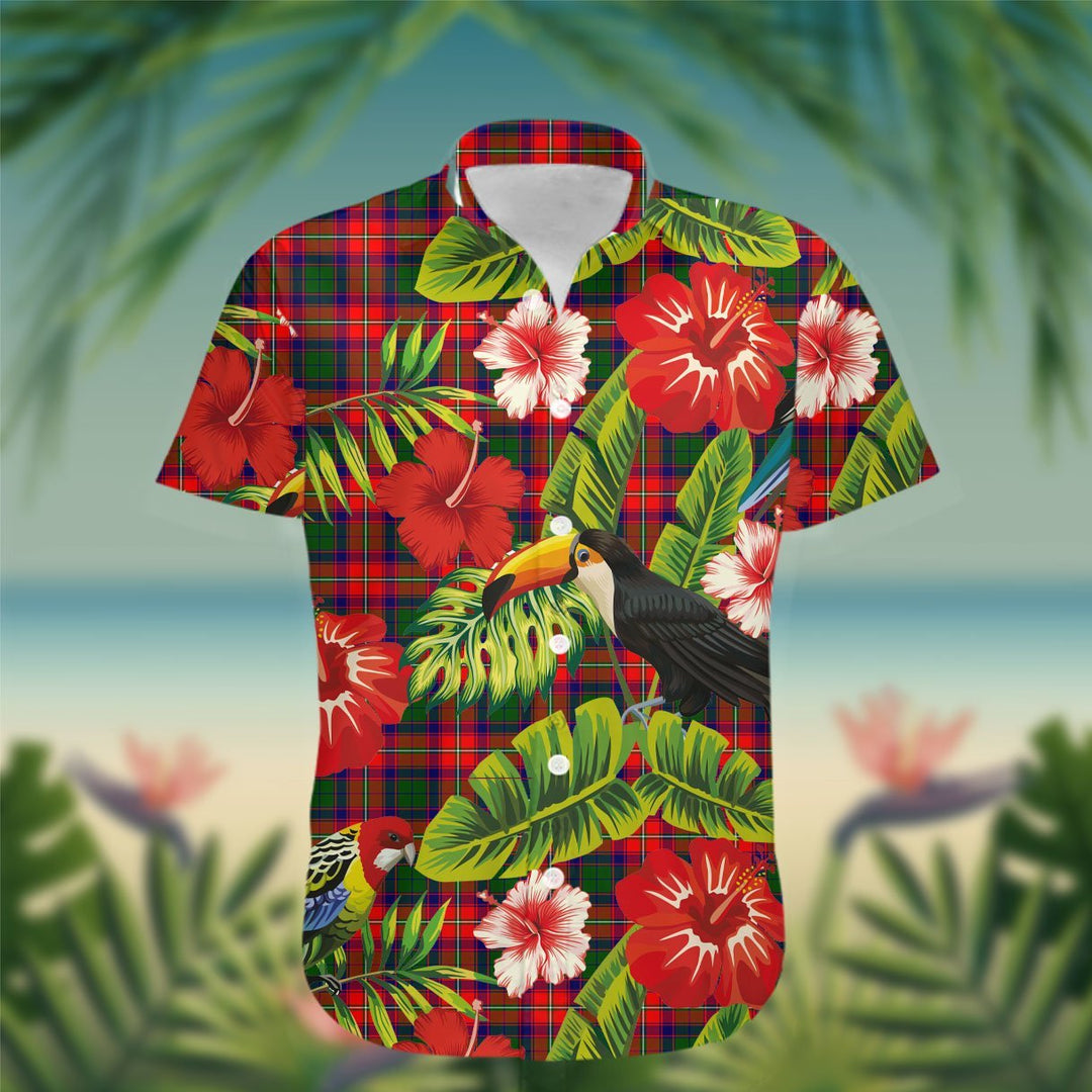 Belshes Tartan Hawaiian Shirt Hibiscus, Coconut, Parrot, Pineapple - Tropical Garden Shirt