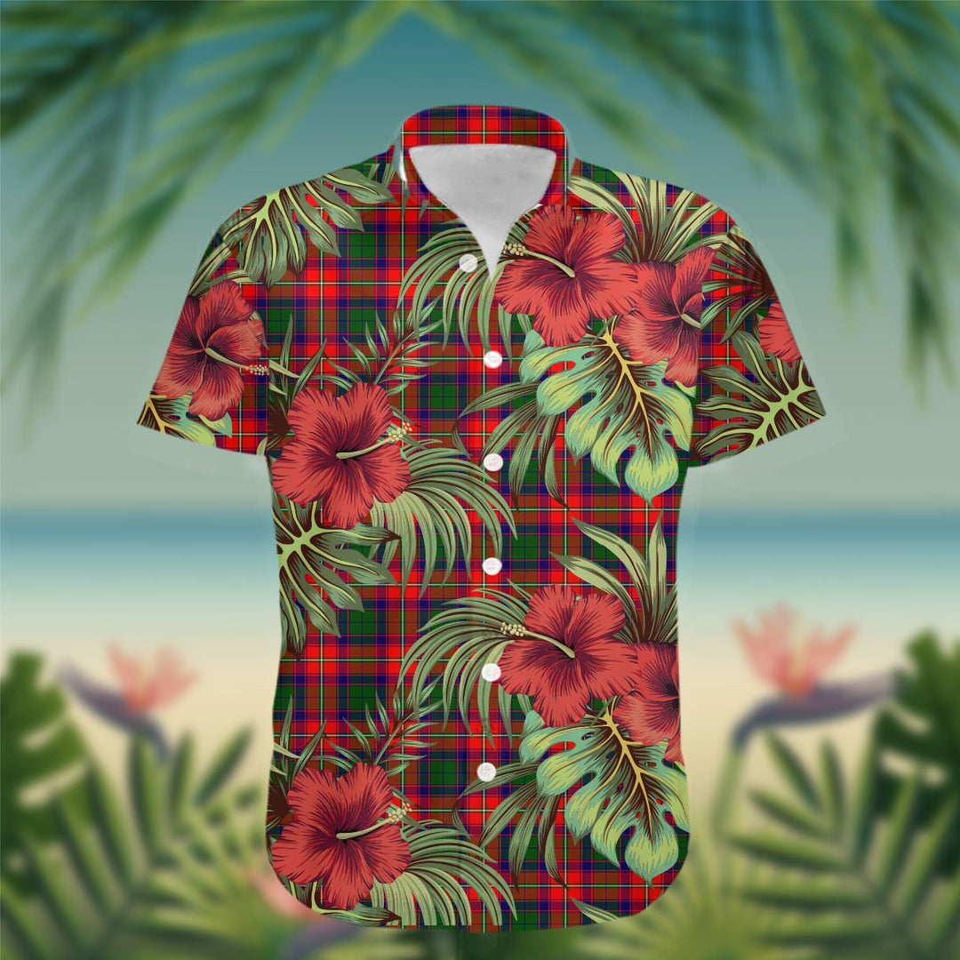 Belshes Tartan Hawaiian Shirt Hibiscus, Coconut, Parrot, Pineapple - Tropical Garden Shirt