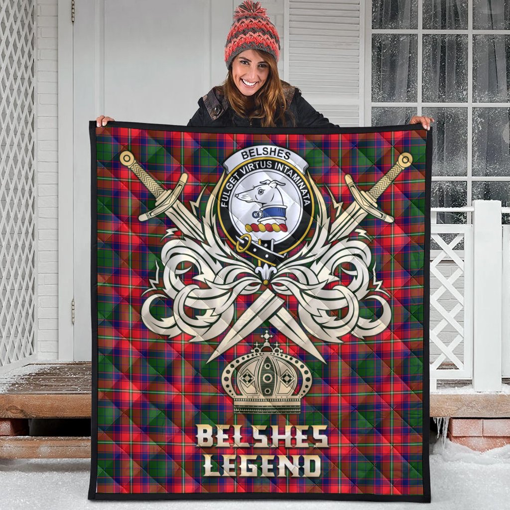 Belshes Tartan Crest Legend Gold Royal Premium Quilt