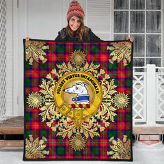 Belshes Tartan Crest Premium Quilt - Gold Thistle Style