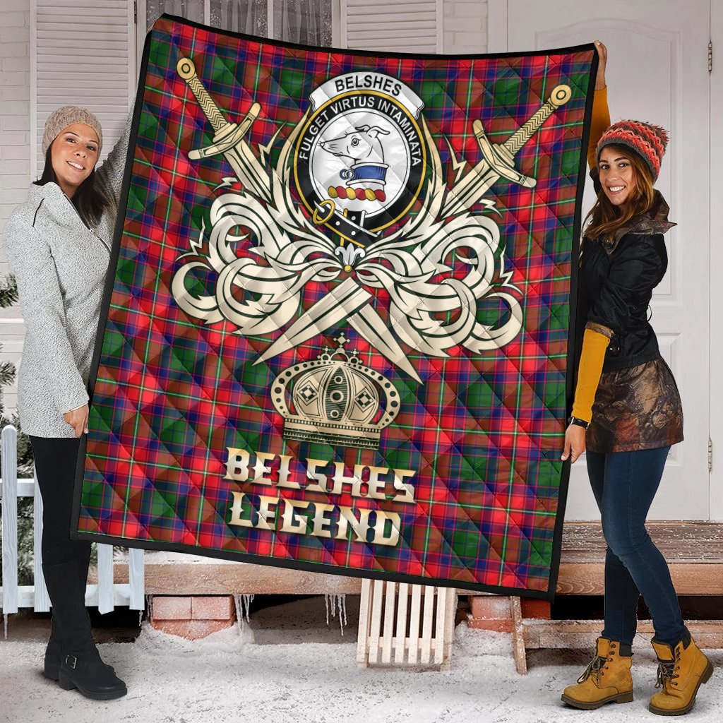 Belshes Tartan Crest Legend Gold Royal Premium Quilt