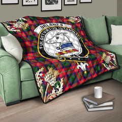 Belshes Tartan Crest Premium Quilt - Gold Thistle Style