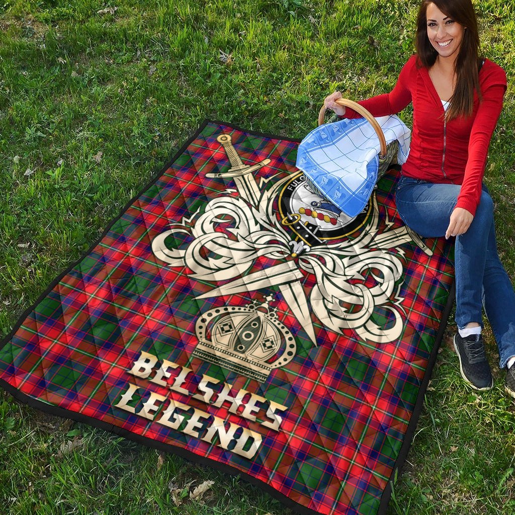 Belshes Tartan Crest Legend Gold Royal Premium Quilt