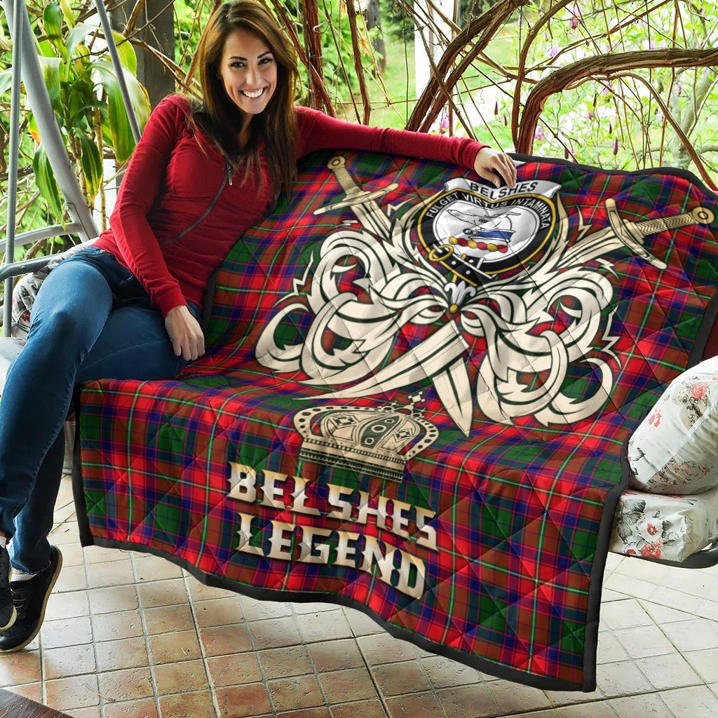 Belshes Tartan Crest Legend Gold Royal Premium Quilt