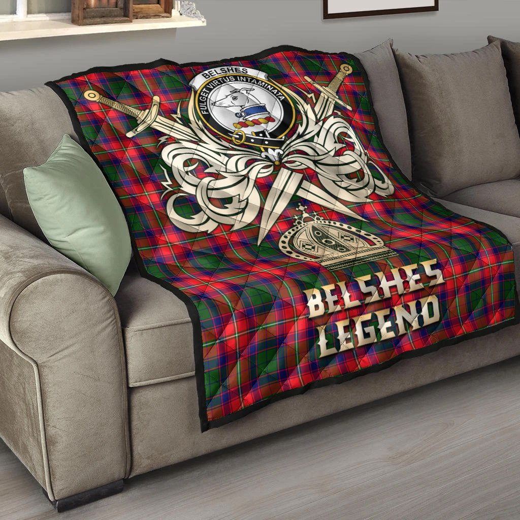 Belshes Tartan Crest Legend Gold Royal Premium Quilt