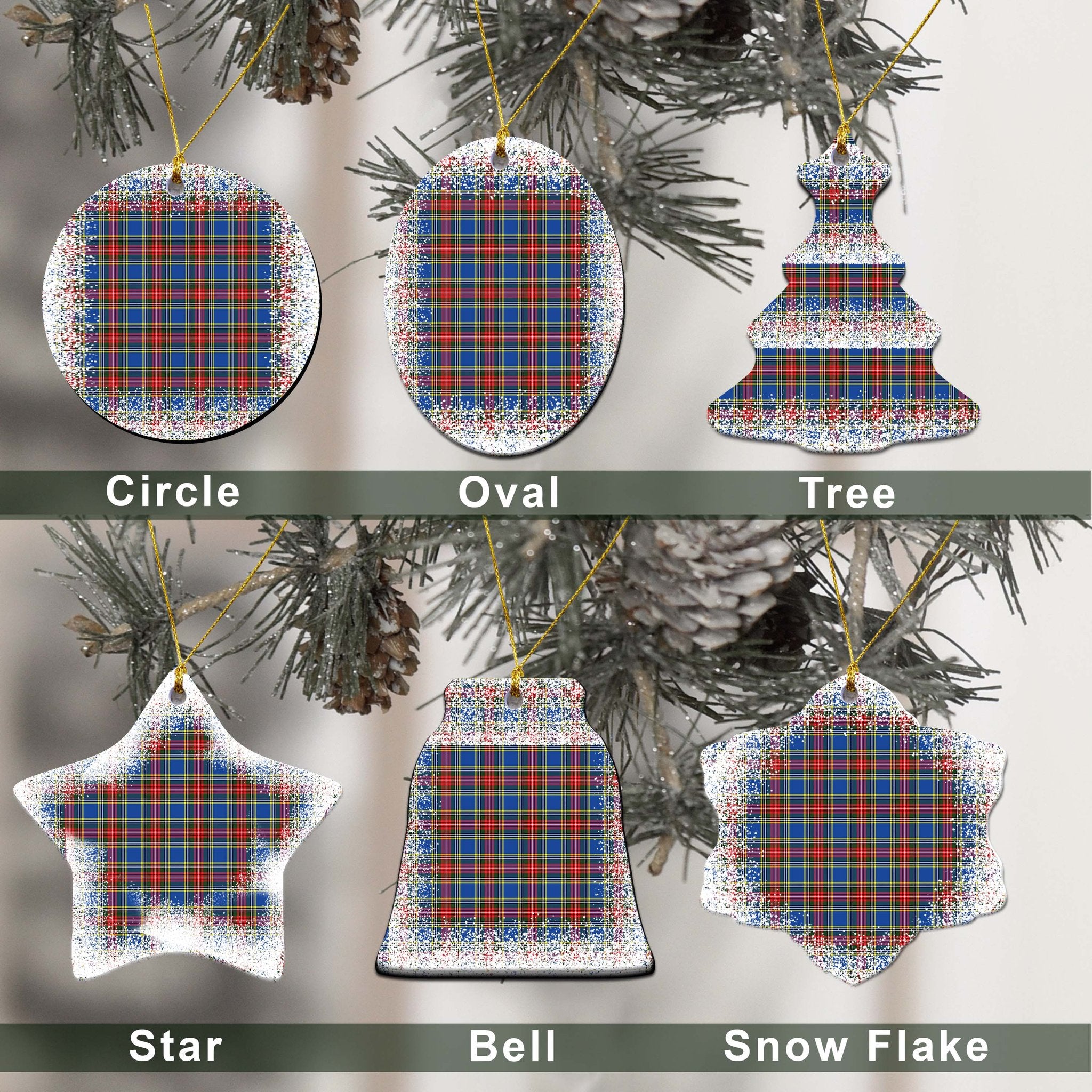 Bethune Tartan Christmas Ceramic Ornament - Snow Style